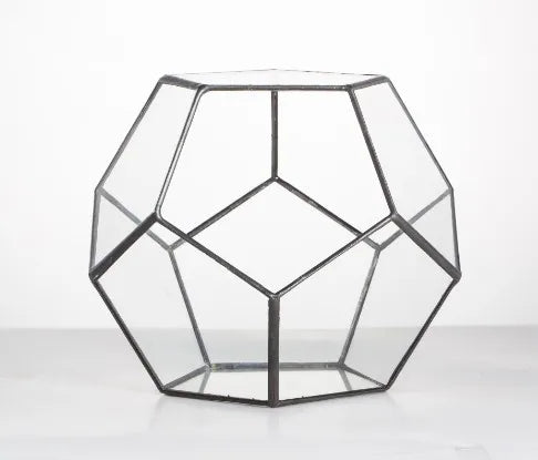 Glass Terrarium Gold Geometric Planter Modern Desktop Plant Display Fall 2025, Succulent Bonsai Gift