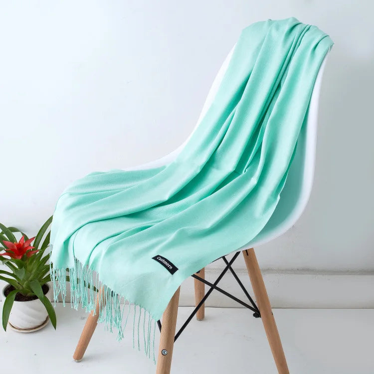 Warm Cozy Women Scarf - Long Fringe, Cashmere, Winter