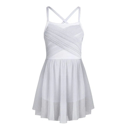 Lightweight Girls' Dance Dress - Flowy, Glittery Mesh, Ballet & Gymnastics Costume