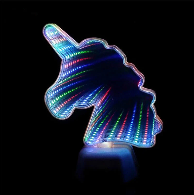 Lampada Notturna LED Specchio Infinito 3D Tunnel Lampada Camera per Bambini Novità Ritorno a Scuola 2025 Alimentata a Batteria Bagliore Accogliente