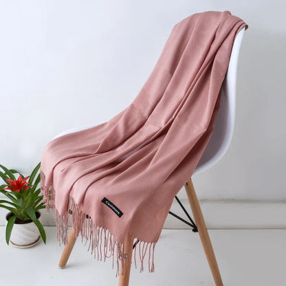 Warm Cozy Women Scarf - Long Fringe, Cashmere, Winter