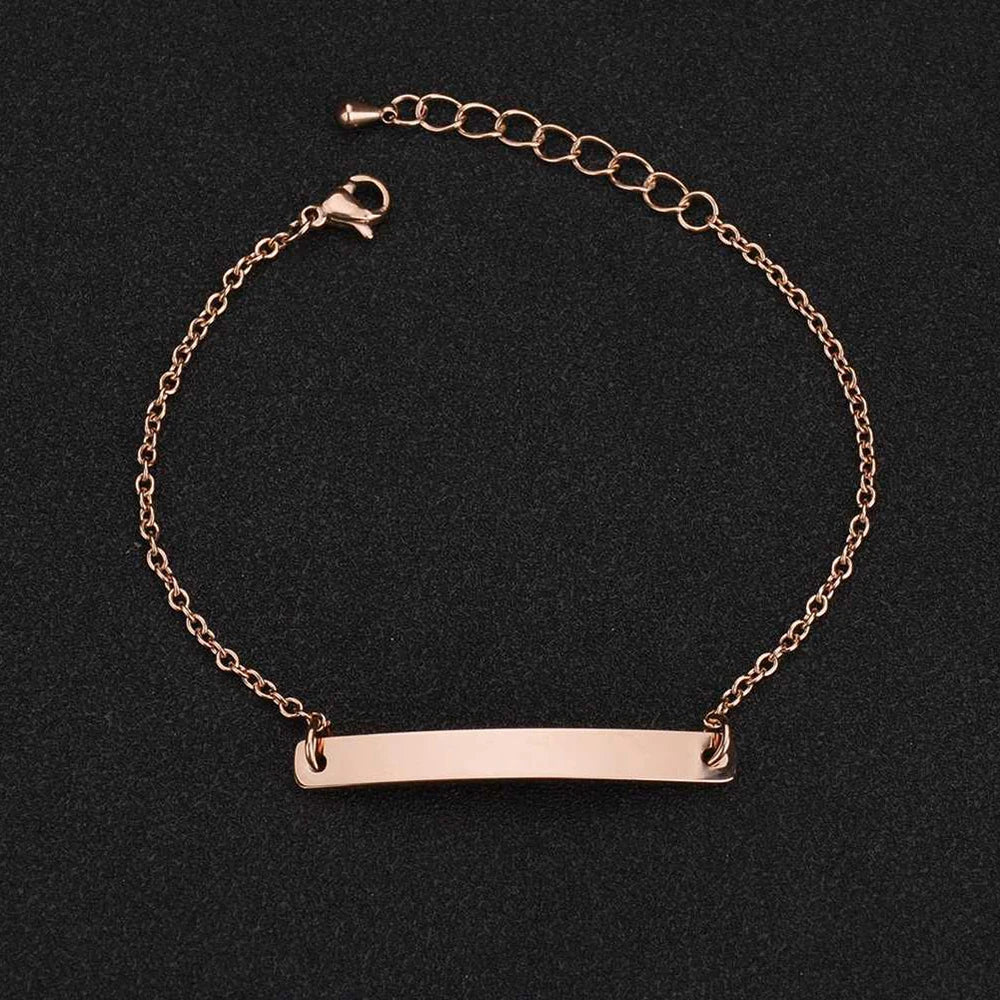 Akizoom Punk Incidere il Nome Braccialetti Personalizzati Colore Oro Acciaio Inossidabile Catena a Mano Spessa Coppia Personalizzata Uomo Donna Gioielli Regalo (Copia)