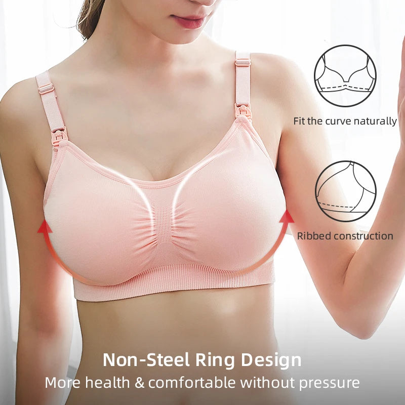 Breathable women's nursing bra – seamless wire-free maternity, nylon, all seasons