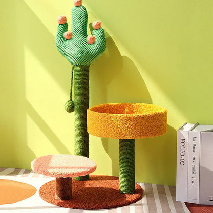 Albero per Gatti Stile Cactus Torre in Sisal Tre Piani Tiragraffi Condo per Gatti Autunno 2025 Posti Accoglienti Regalo