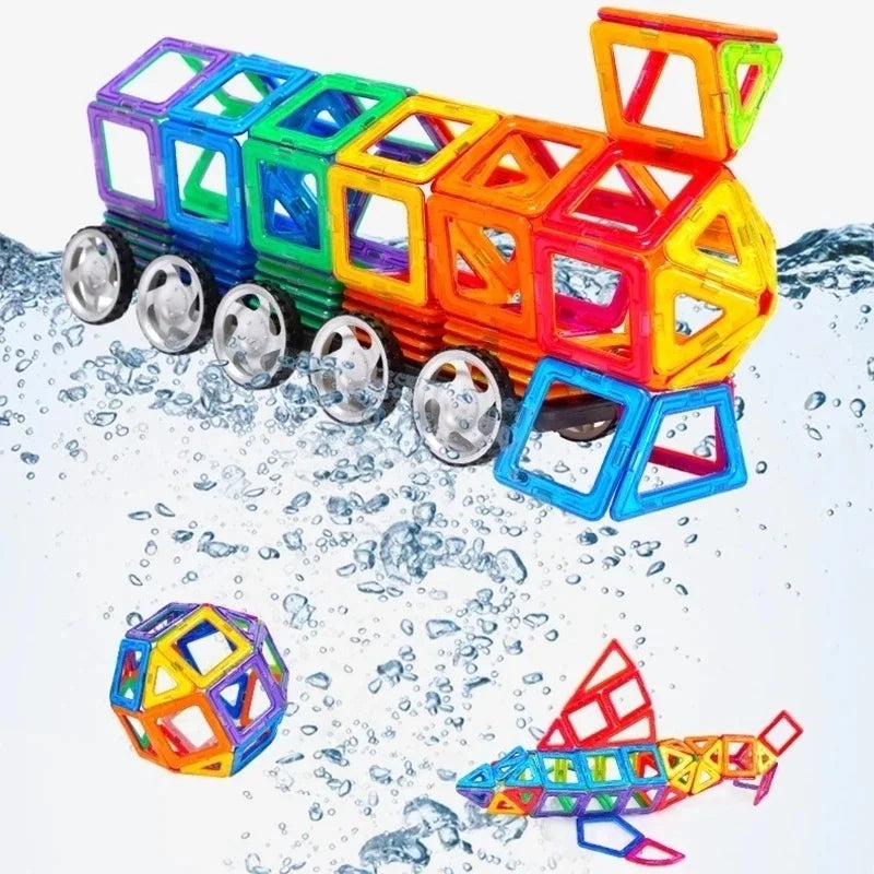 Educational Magnetic Building Blocks Set - 40-Piece Colorful Constructor Toys for Kids, Triangle & Square Shapes, Fun Learning Activity