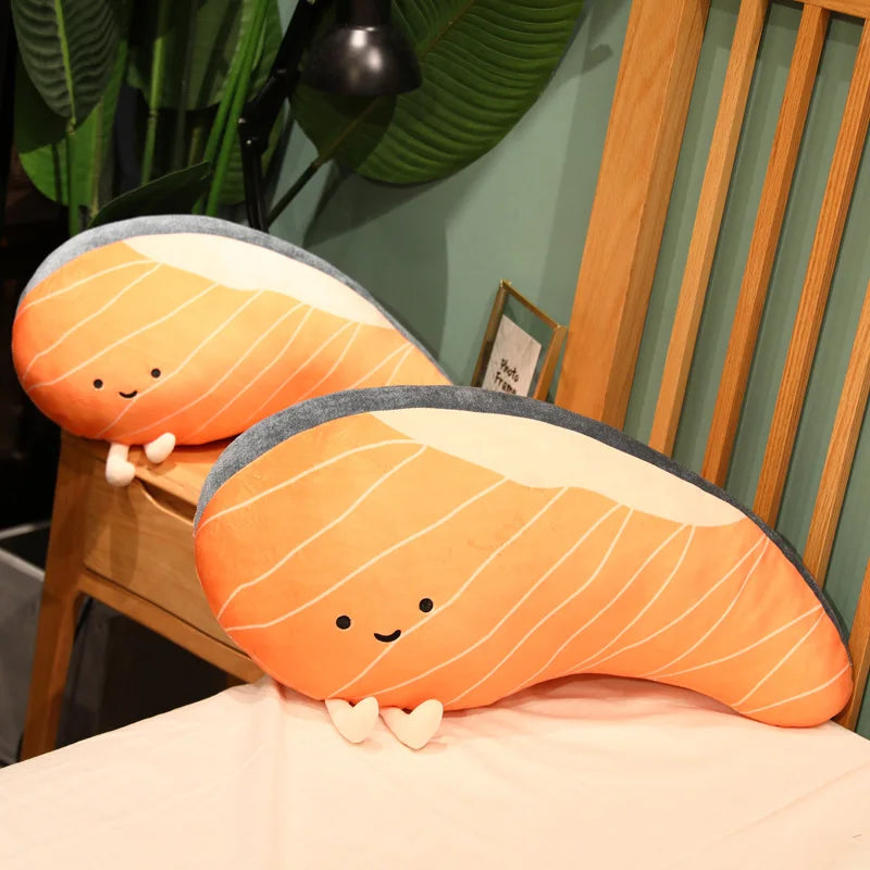 Coussin en peluche saumon Coussin alimentaire réaliste Cadeau confortable