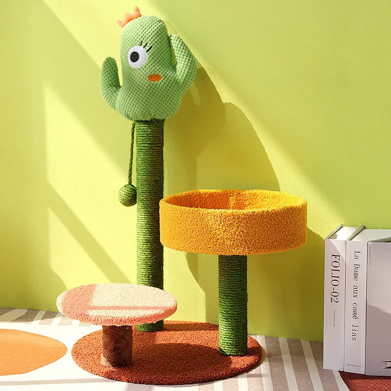 Albero per Gatti Stile Cactus Torre in Sisal Tre Piani Tiragraffi Condo per Gatti Autunno 2025 Posti Accoglienti Regalo