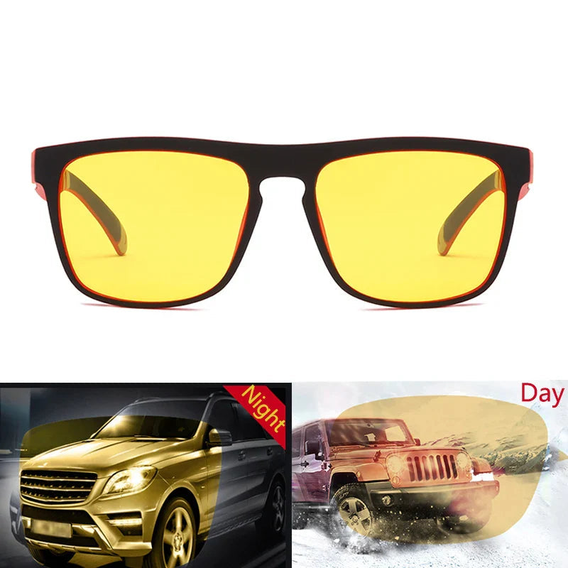 Occhiali da sole polarizzati visione notturna unisex montatura quadrata UV400 anti-riflesso occhiali da guida tendenza autunno 2025