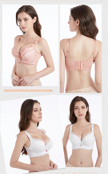 Flattering women's lace push-up bra - underwire 3/4 cup, nylon blend, everyday lingerie