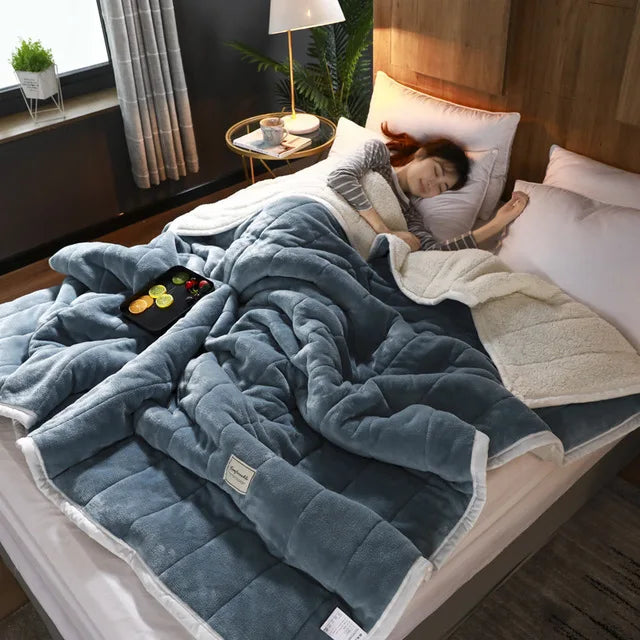 Luxurious Thick Wool Blanket Soft & Cozy Bedding for Home & Travel