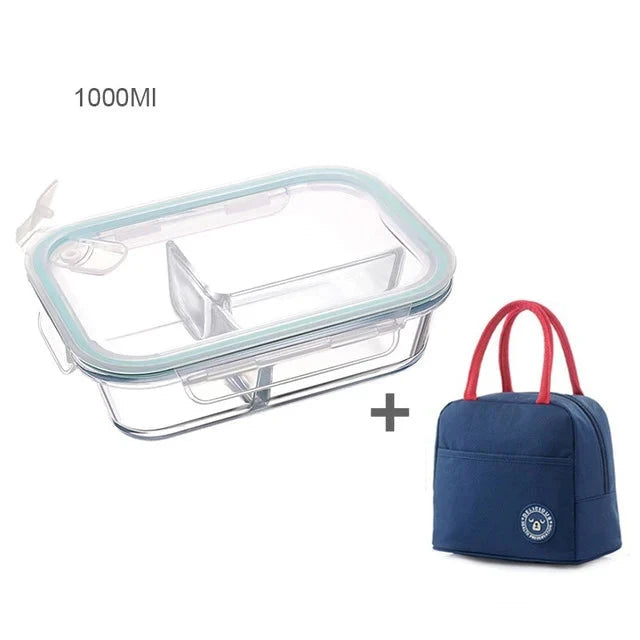 Microwavable Glass Bento Lunch Box with Thermal Bag - Leak-Proof Meal Prep Container