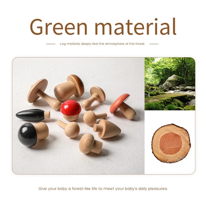 Wooden Toys Montessori Mushroom Blocks Set Kids Educational Grasping Matching Toy Back To School 2025 Eco Friendly