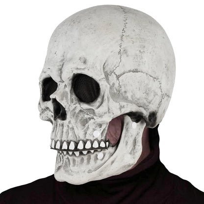 Full-Head Skull Silicone Horror Mask with Movable Jaw for Adults Halloween 2026