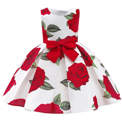 Soft girls' dress - one-shoulder knee-length floral, polyester, for party or wedding