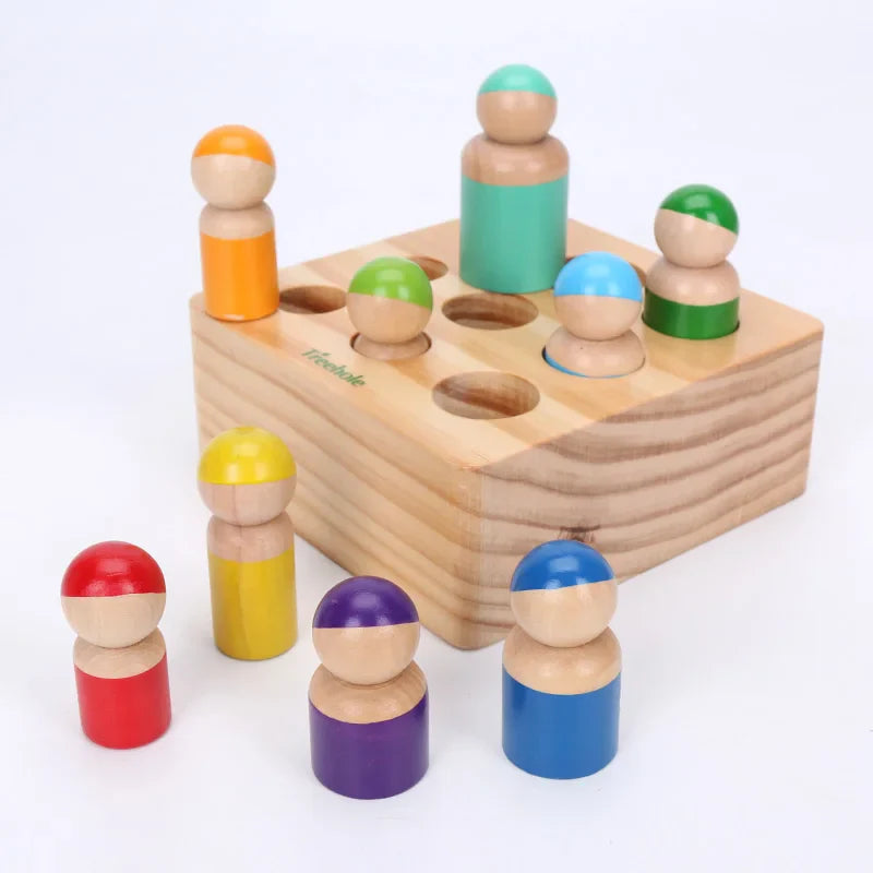Wooden Rainbow Blocks Montessori Stacking Toys Wood Building Blocks Back to School 2025 Educational STEM Gift