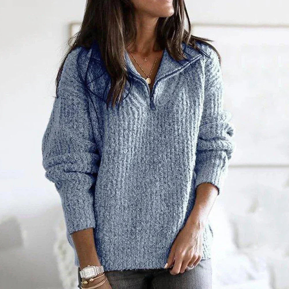 Soft Women's Half Zip Pullover - Relaxed Knit For Autumn