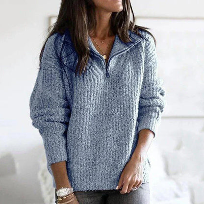 Soft Women's Half Zip Pullover - Relaxed Knit For Autumn