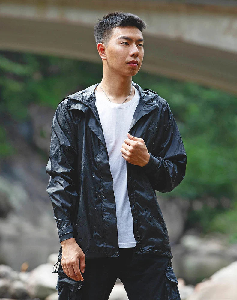 Chaqueta impermeable para ciclismo de hombre - con capucha, nylon, para lluvia