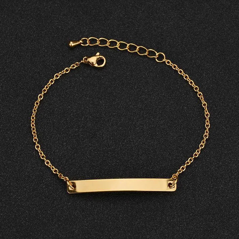 Akizoom Punk Incidere il Nome Braccialetti Personalizzati Colore Oro Acciaio Inossidabile Catena a Mano Spessa Coppia Personalizzata Uomo Donna Gioielli Regalo (Copia)