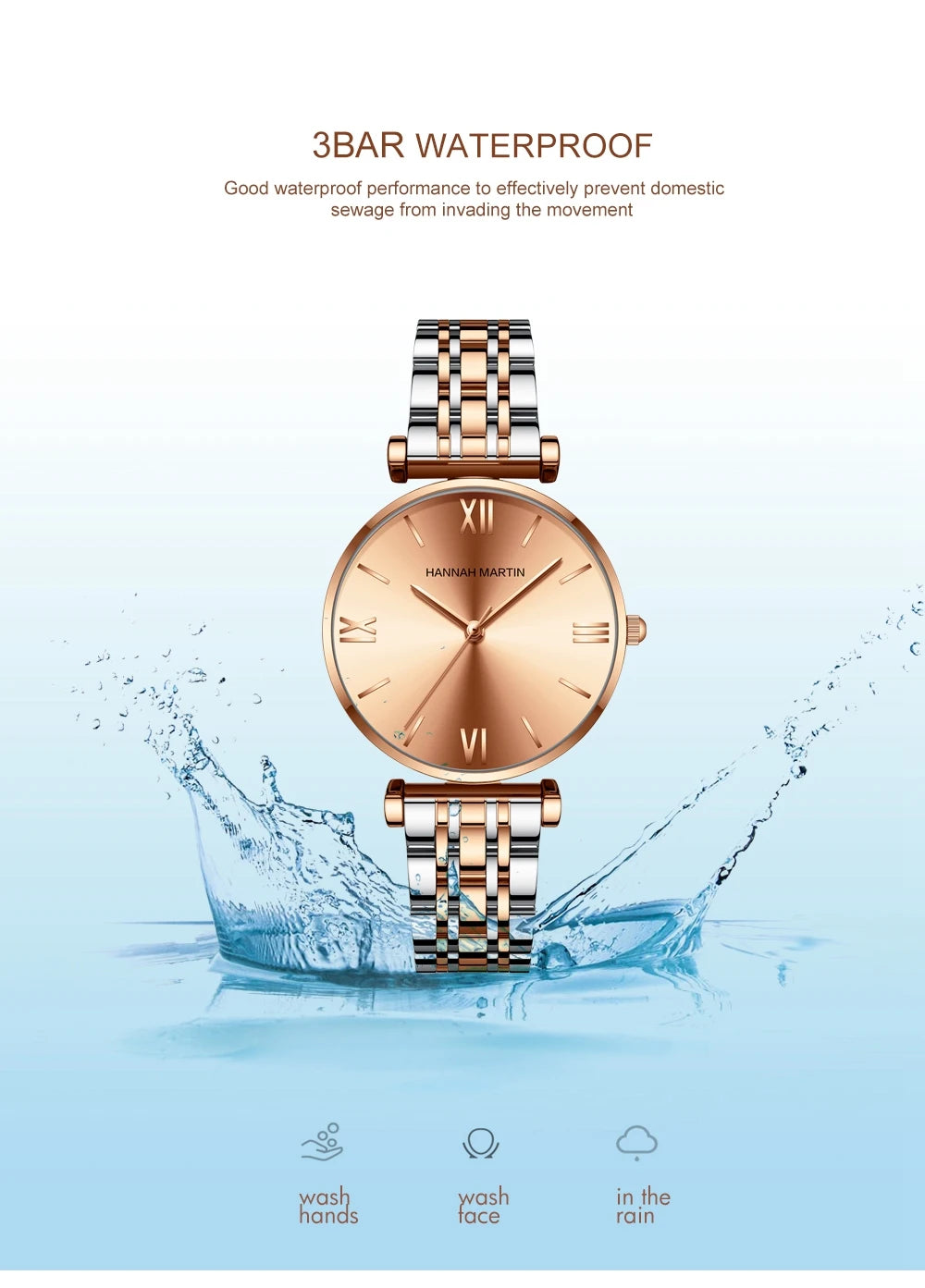 Timeless women's rose gold quartz wristwatch - stainless steel water-resistant minimalist round dial