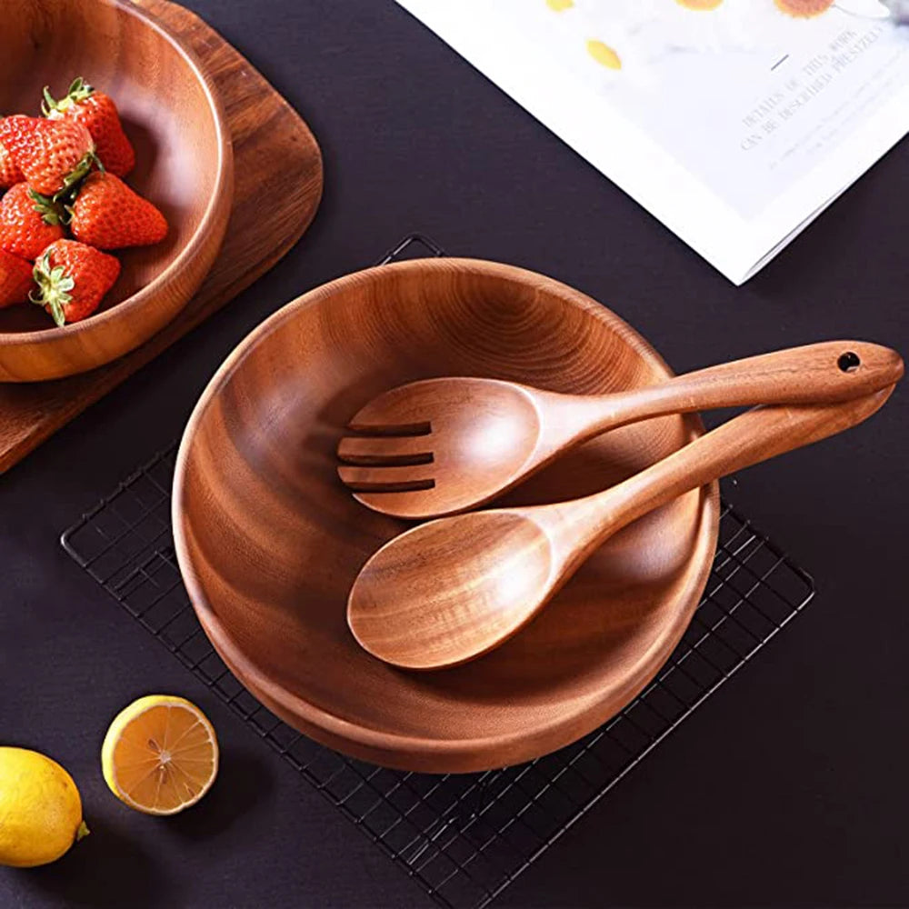 Natural Teak Wooden Kitchen Utensil Set – Eco-Friendly Cooking Spoons Non-Stick Safe 2026