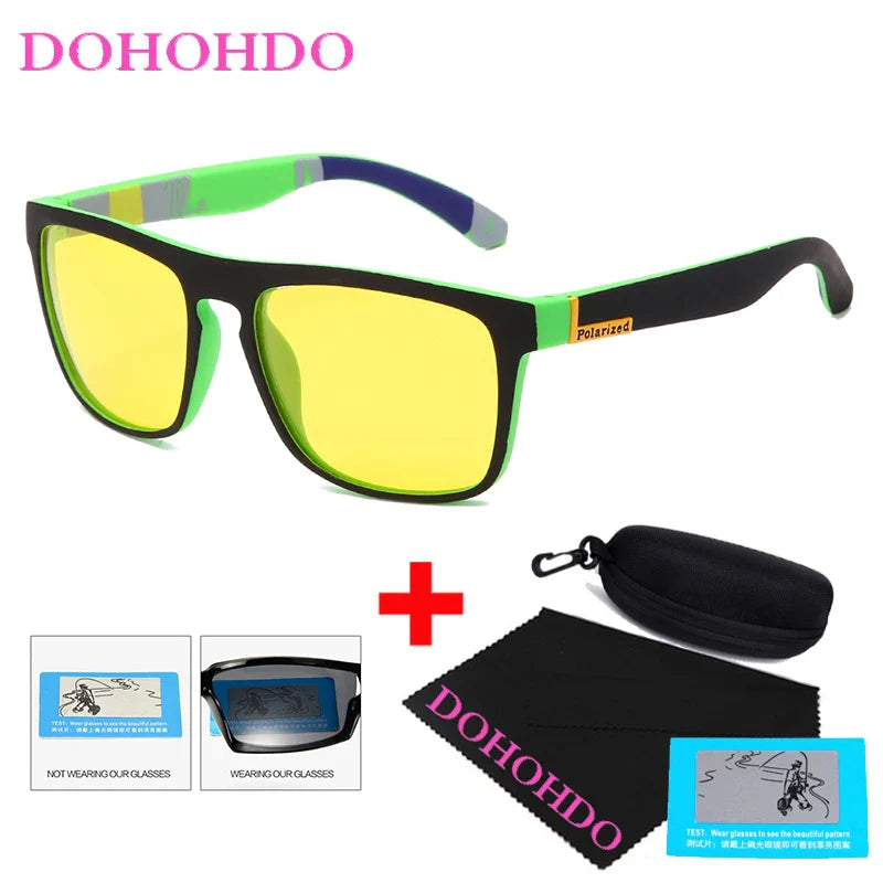 Occhiali da sole polarizzati visione notturna unisex montatura quadrata UV400 anti-riflesso occhiali da guida tendenza autunno 2025