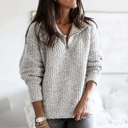 Soft Women's Half Zip Pullover - Relaxed Knit For Autumn