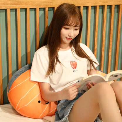 Coussin en peluche saumon Coussin alimentaire réaliste Cadeau confortable