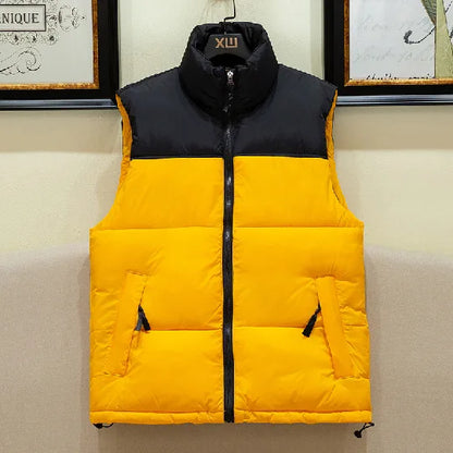 Warm Men's Puffer Vest - Sleeveless Quilted Down, Winter
