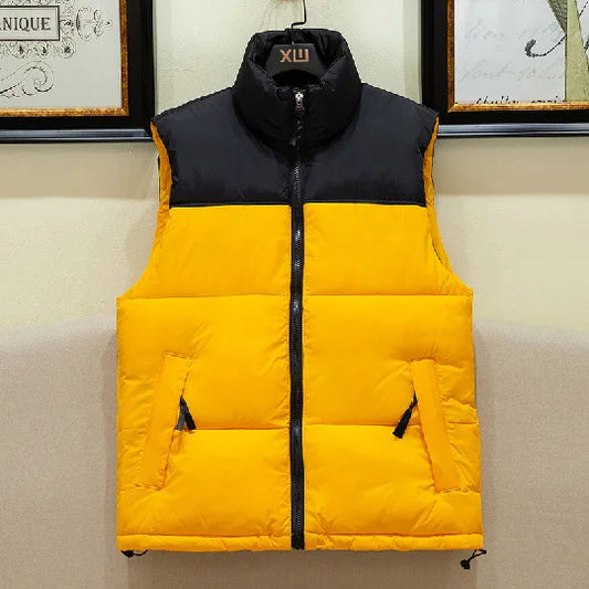 Warm Men's Puffer Vest - Sleeveless Quilted Down, Winter