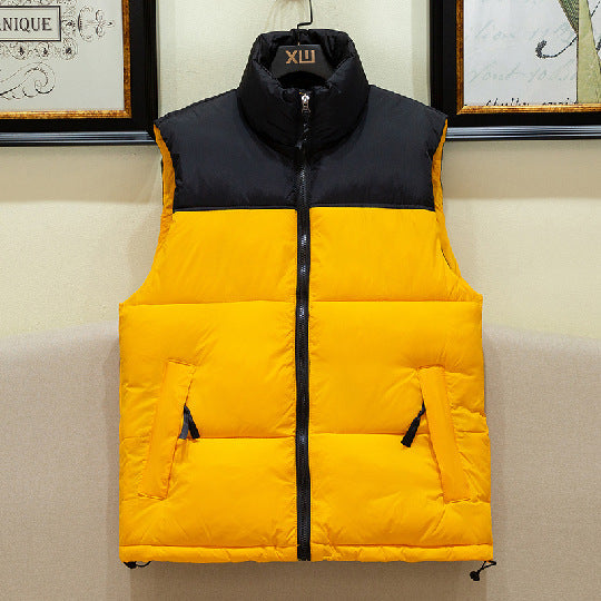 Warm Men's Puffer Vest - Sleeveless Quilted Down, Winter
