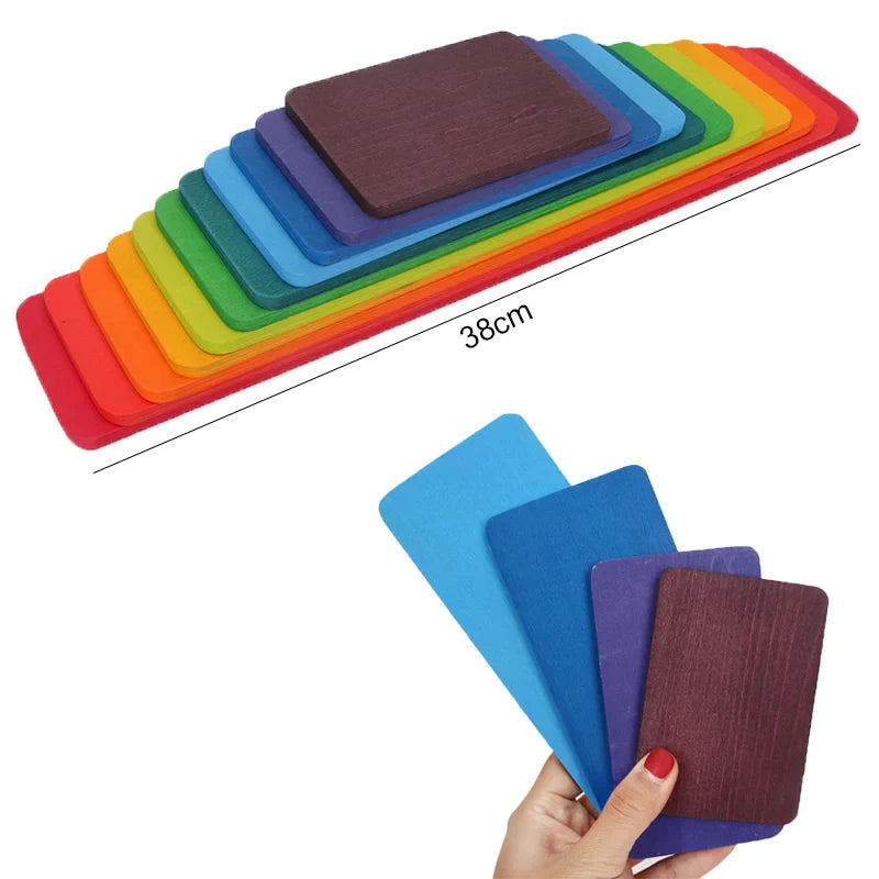 Wooden Rainbow Blocks Montessori Stacking Toys Wood Building Blocks Back to School 2025 Educational STEM Gift