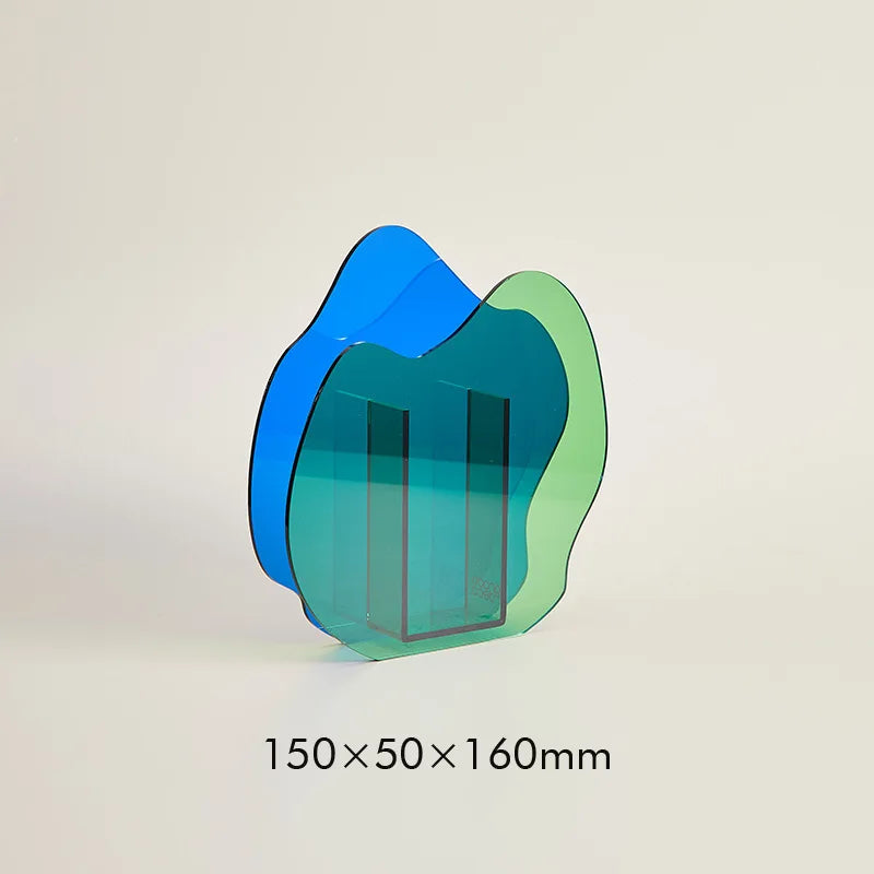 Jarrón acrílico tamaño M jarrón geométrico de mesa otoño 2025 reflejo de luz solar arcoíris decoración de escritorio para el hogar regalo