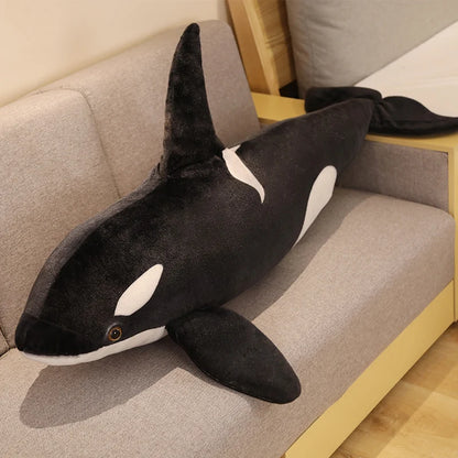 Juguete de peluche Orca Ballena realista suave y abrazable almohada para cama