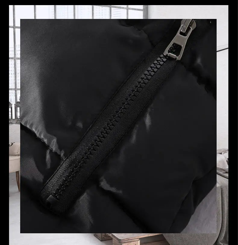 Warm Slim Men’s Puffer Vest - Stand Collar, Polyester, Casual