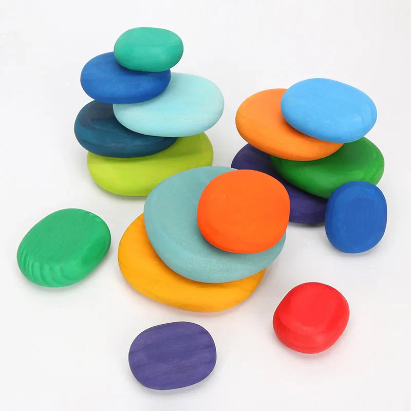 Wooden Rainbow Blocks Montessori Stacking Toys Wood Building Blocks Back to School 2025 Educational STEM Gift