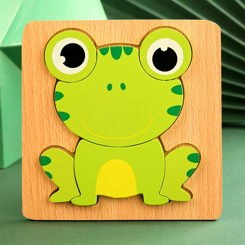 High Quality 3D Wooden Cartoon Animal Puzzle for Kids