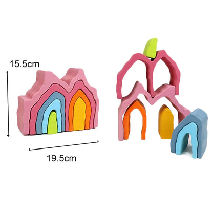 Wooden Rainbow Blocks Montessori Stacking Toys Wood Building Blocks Back to School 2025 Educational STEM Gift