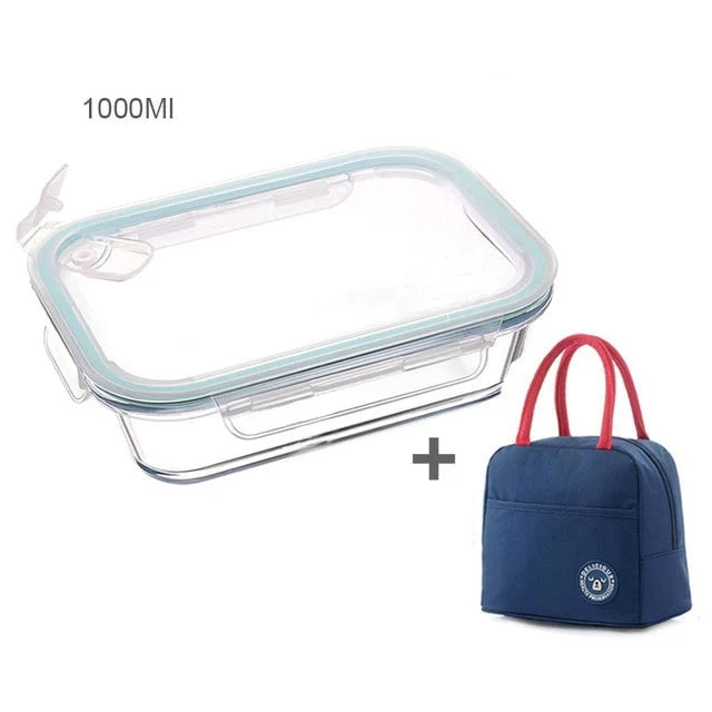 Microwavable Glass Bento Lunch Box with Thermal Bag - Leak-Proof Meal Prep Container