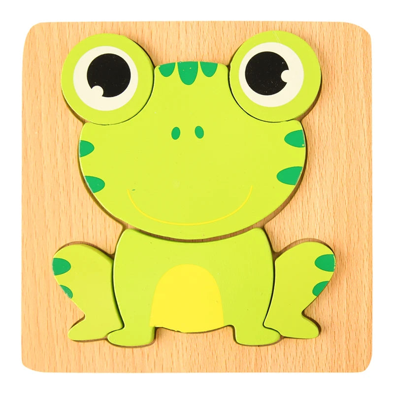 High Quality 3D Wooden Cartoon Animal Puzzle for Kids