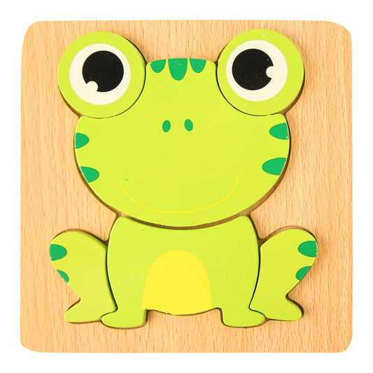 High Quality 3D Wooden Cartoon Animal Puzzle for Kids