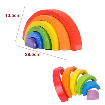 Wooden Rainbow Blocks Montessori Stacking Toys Wood Building Blocks Back to School 2025 Educational STEM Gift