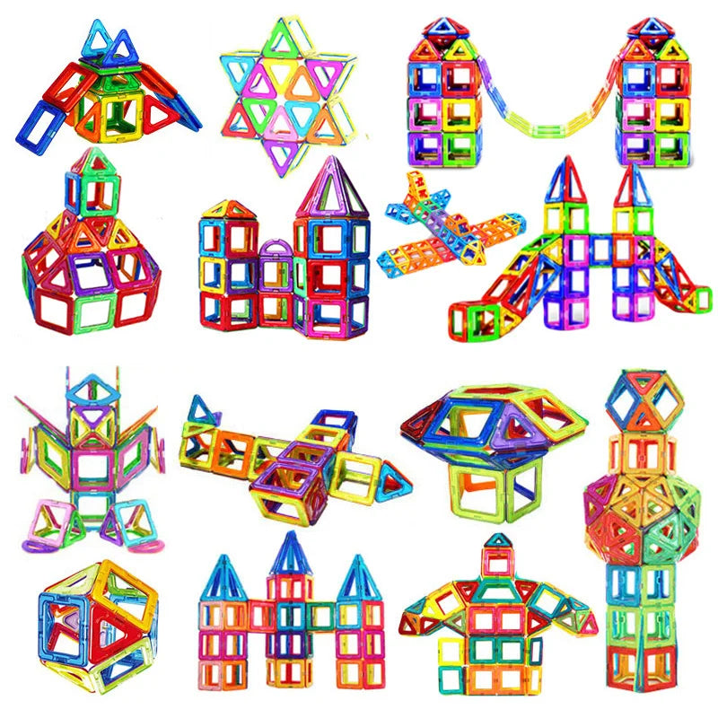 Educational Magnetic Building Blocks Set - 40-Piece Colorful Constructor Toys for Kids, Triangle & Square Shapes, Fun Learning Activity