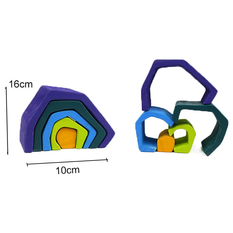 Wooden Rainbow Blocks Montessori Stacking Toys Wood Building Blocks Back to School 2025 Educational STEM Gift