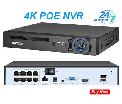 Cámara IP Bala PoE 4K H265 Exterior Visión Nocturna a Color