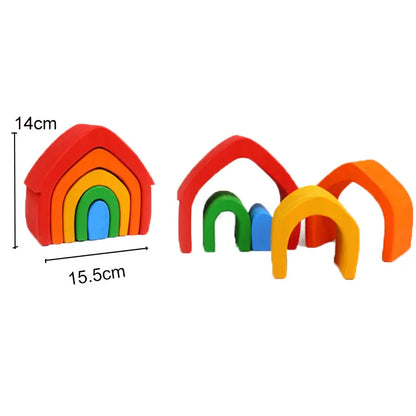 Wooden Rainbow Blocks Montessori Stacking Toys Wood Building Blocks Back to School 2025 Educational STEM Gift