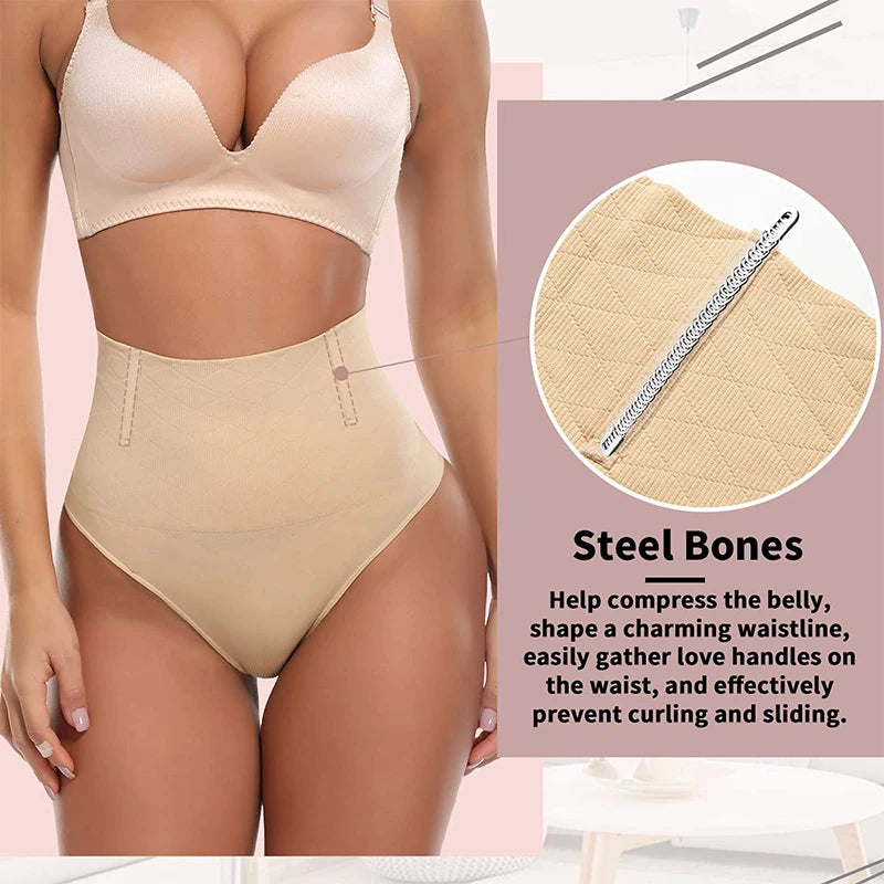 High Waist Tummy Control Thong Shapewear with Butt Lifter and Steel Bones for a Smooth Silhouette 2