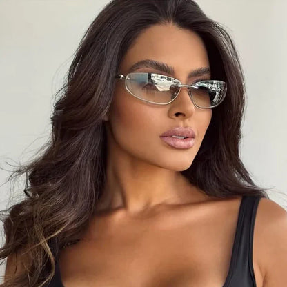 Hochwertige Damen Sonnenbrille – ovales rahmenloses Design, leichtes Material, für Outdoor-Aktivitäten 0