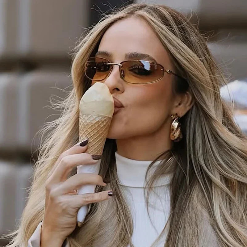 Hochwertige Damen Sonnenbrille – ovales rahmenloses Design, leichtes Material, für Outdoor-Aktivitäten 3