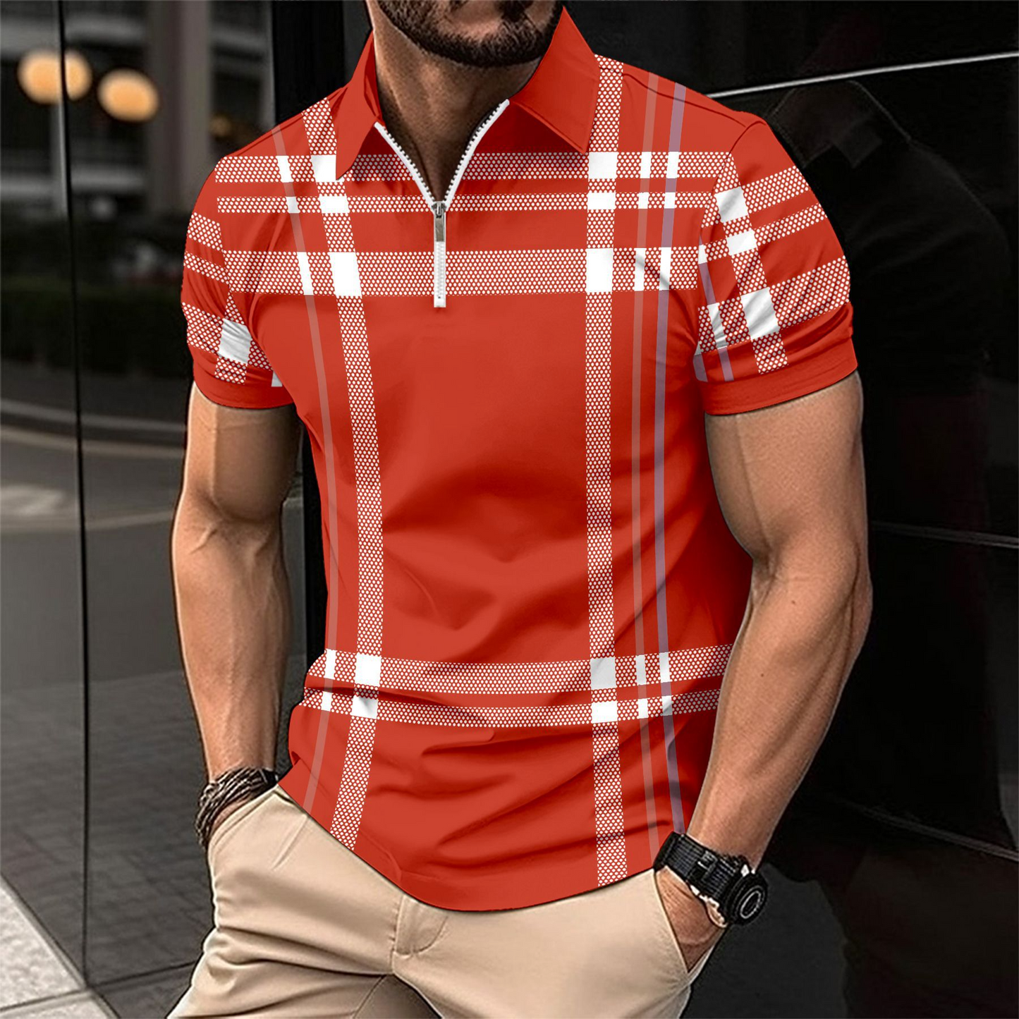 Hochwertiges Herren Polo Shirt – kariertes Design, Baumwolle, für den Alltag 1